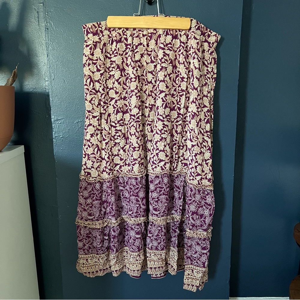 J Jill Floral Purple and Cream Women's Skirt